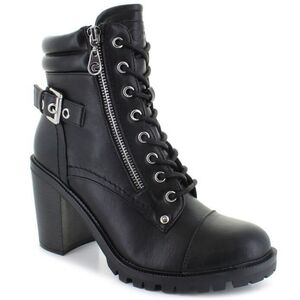 GBG Los Angeles Jaydyn Combat Ankle Boot Black Lace Up Buckle Size 9